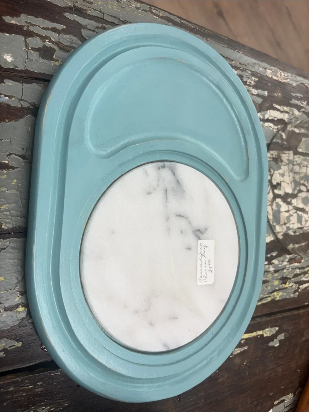 Glass Cloche Dome with Light Blue Base